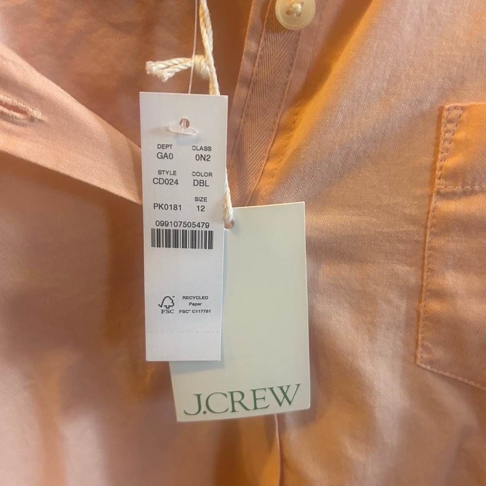 J. Crew Light Pink Cropped Button-Down Shirt - Picture 3 of 3